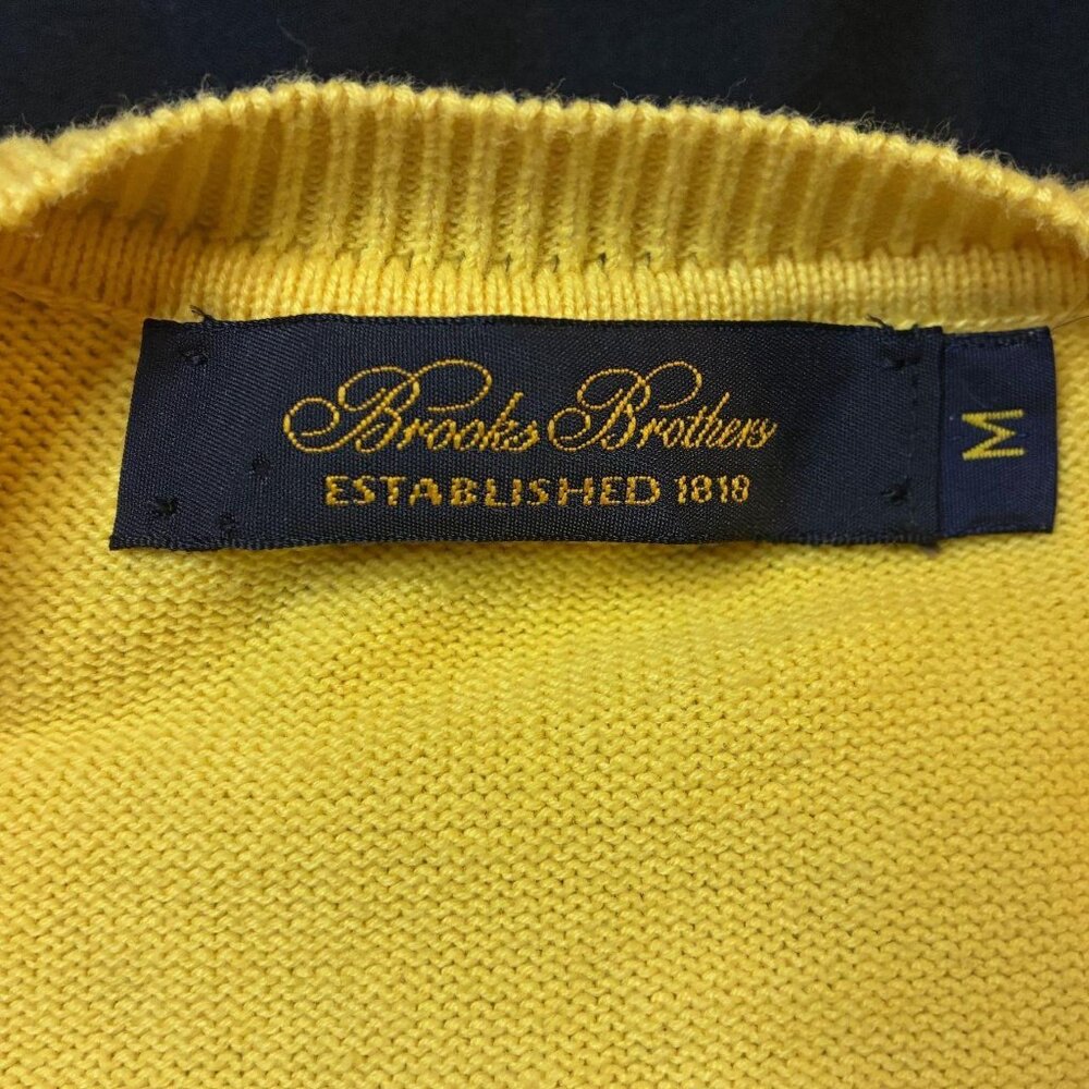 Men's Brooks Brothers, Yellow Sweater, Size Medium, V Neck - Picture 3 of 5